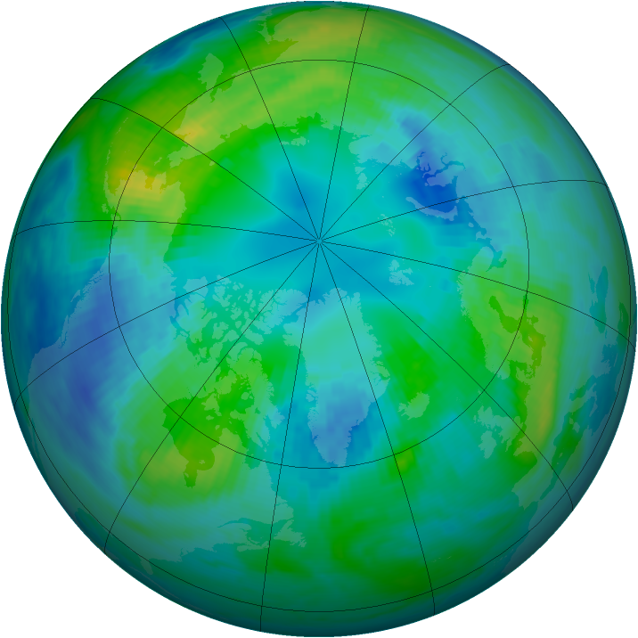 Arctic ozone map for 19 October 1991